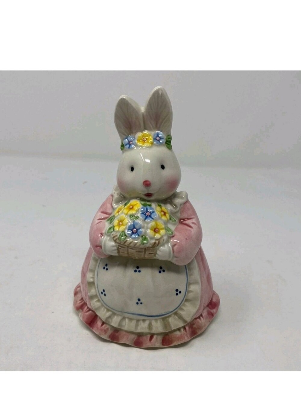 Vintage 1981 Ceramic Pink Easter Small Bunny Jar Two Piece